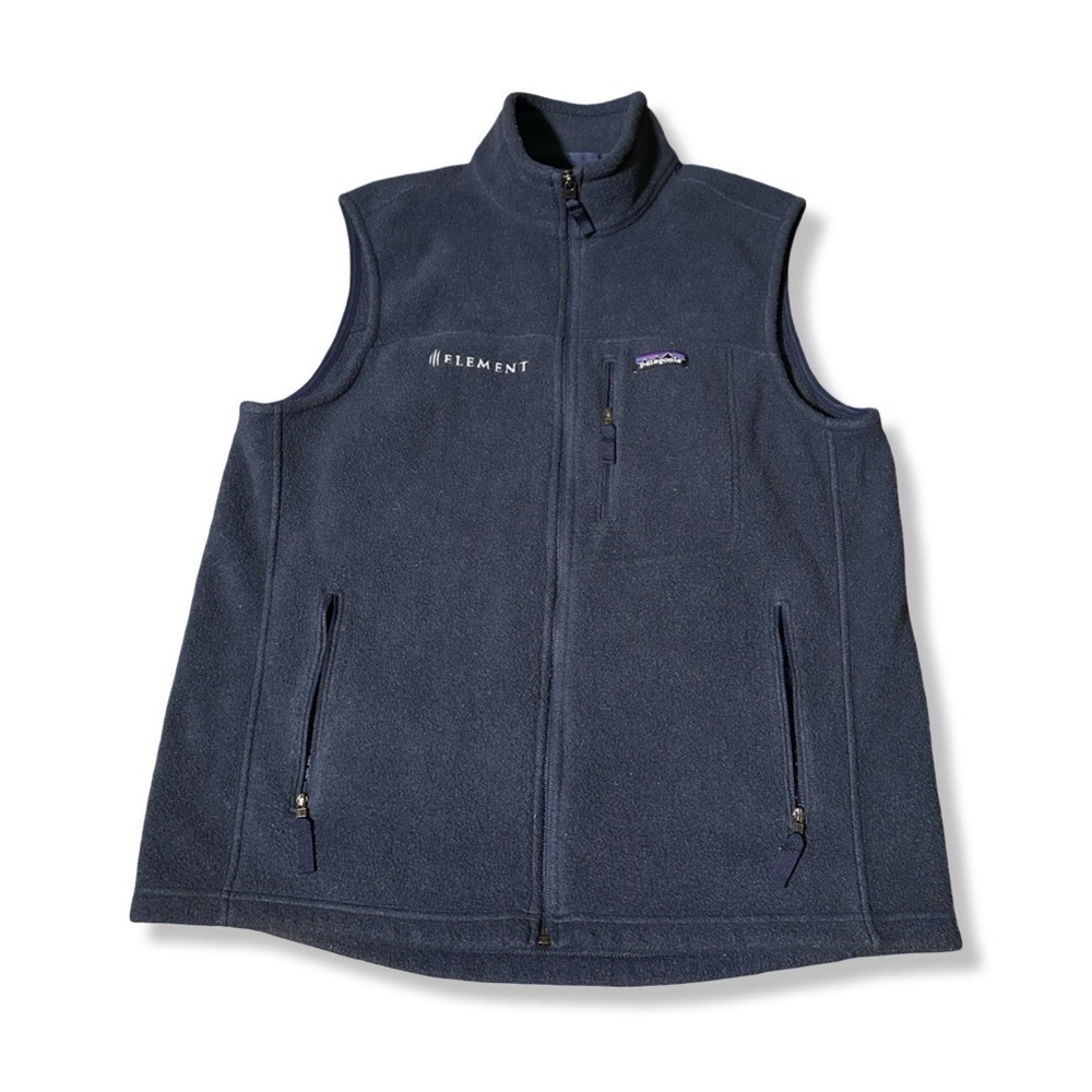 Men's Patagonia Classic Synchilla Fleece Vest Navy Blue Sz M Embroidered Element
